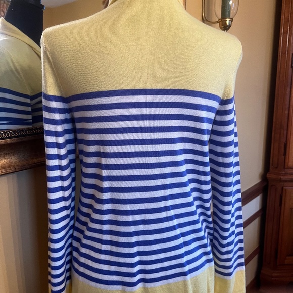 Talbots open lightweight cardigan - Size Petite Petite.  Yellow, Blue and White - Picture 5 of 13